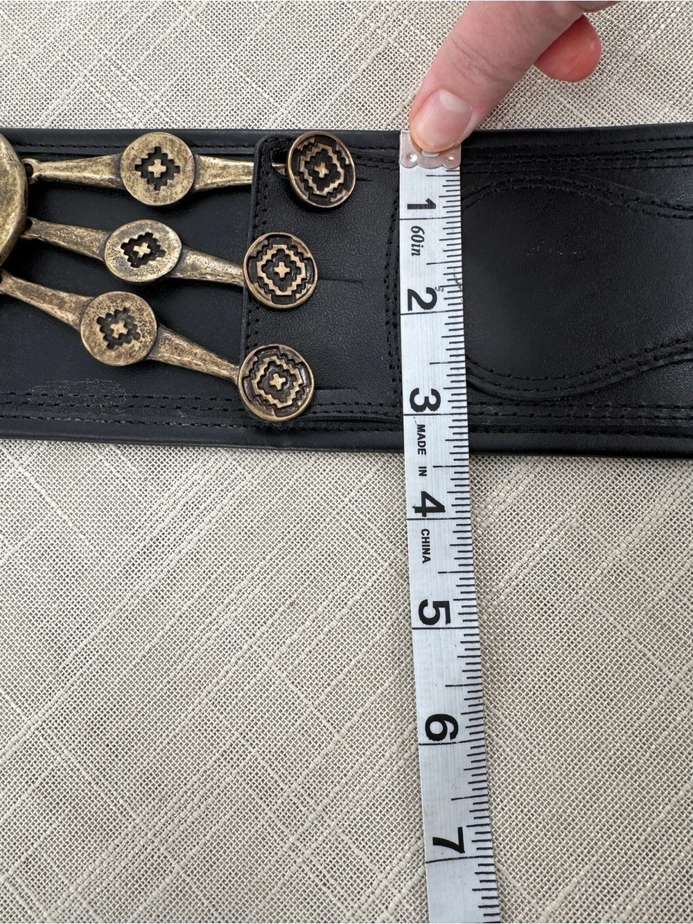 Genuine Leather Southwestern Concho Waist Belt Black Wide Western Boho Festival